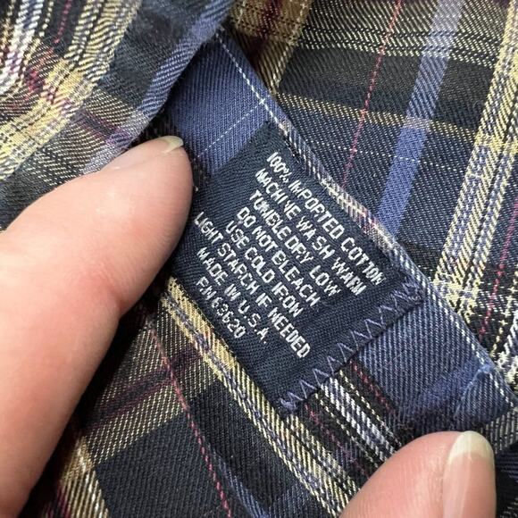Burberry London Mens Shirt Blue Tan Plaid Xlarge - Picture 5 of 7